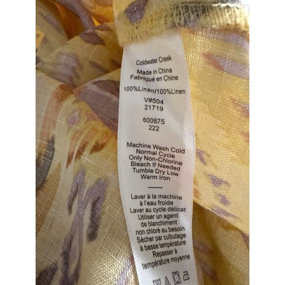 Coldwater Creek Womens 3X Button-Down Southwest Print Shirt 100% Linen Yellow - Picture 5 of 6